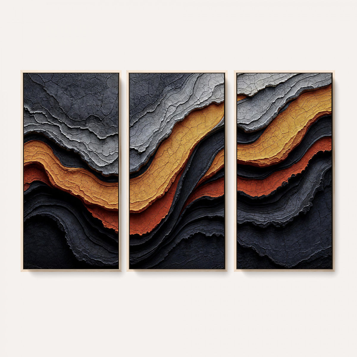 59852489-MGV-CV-36X24 - Abstract Waves Canvas Wall Art - Modern Terracotta and Charcoal Gray Print