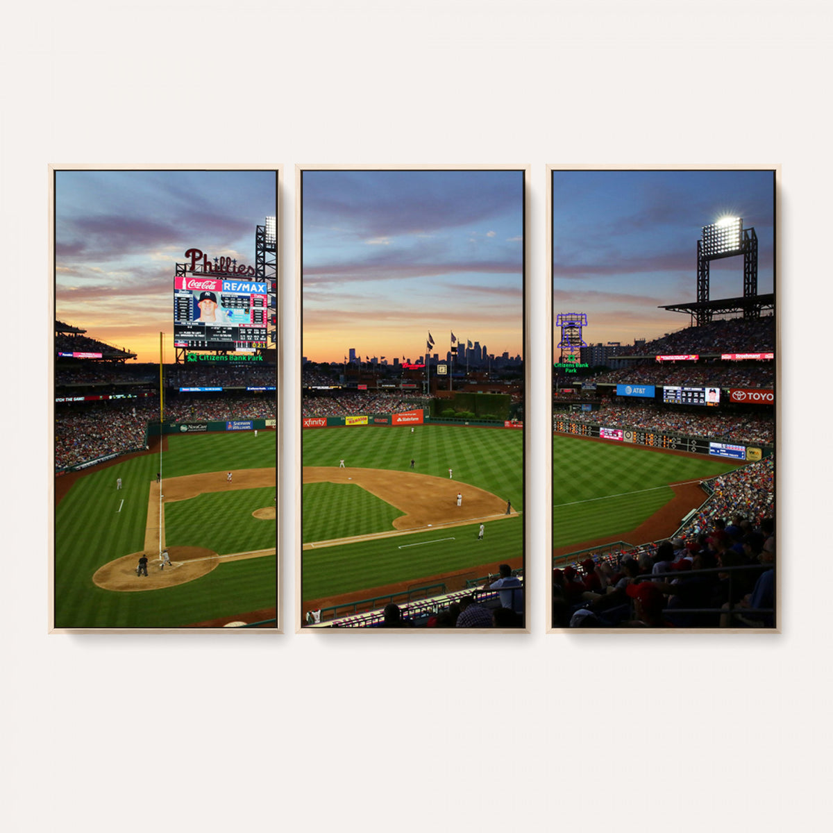 13778-MGV-CV-36X24 - Citizens Bank Park Philadelphia Phillies Wall Art Canvas | 3-Panel Canvas Print of Phillies Stadium