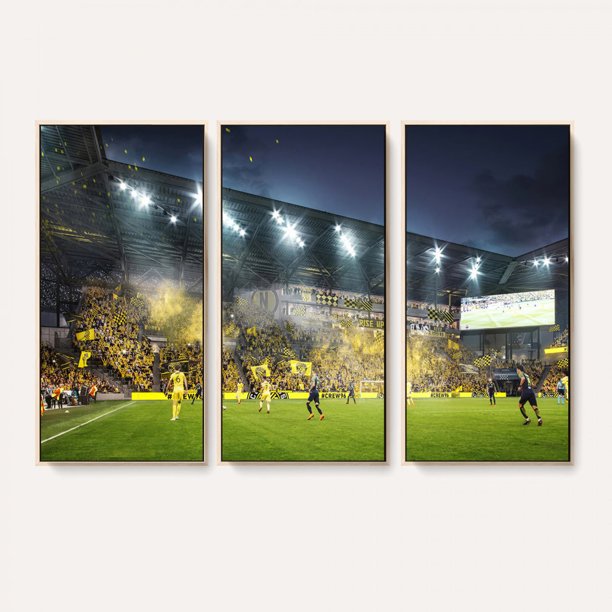 65820-MGV-CV-36X24 - Columbus Crew Stadium Match Triple Canvas Wall Art - Dynamic MLS Game Scene Canvas Wall Art