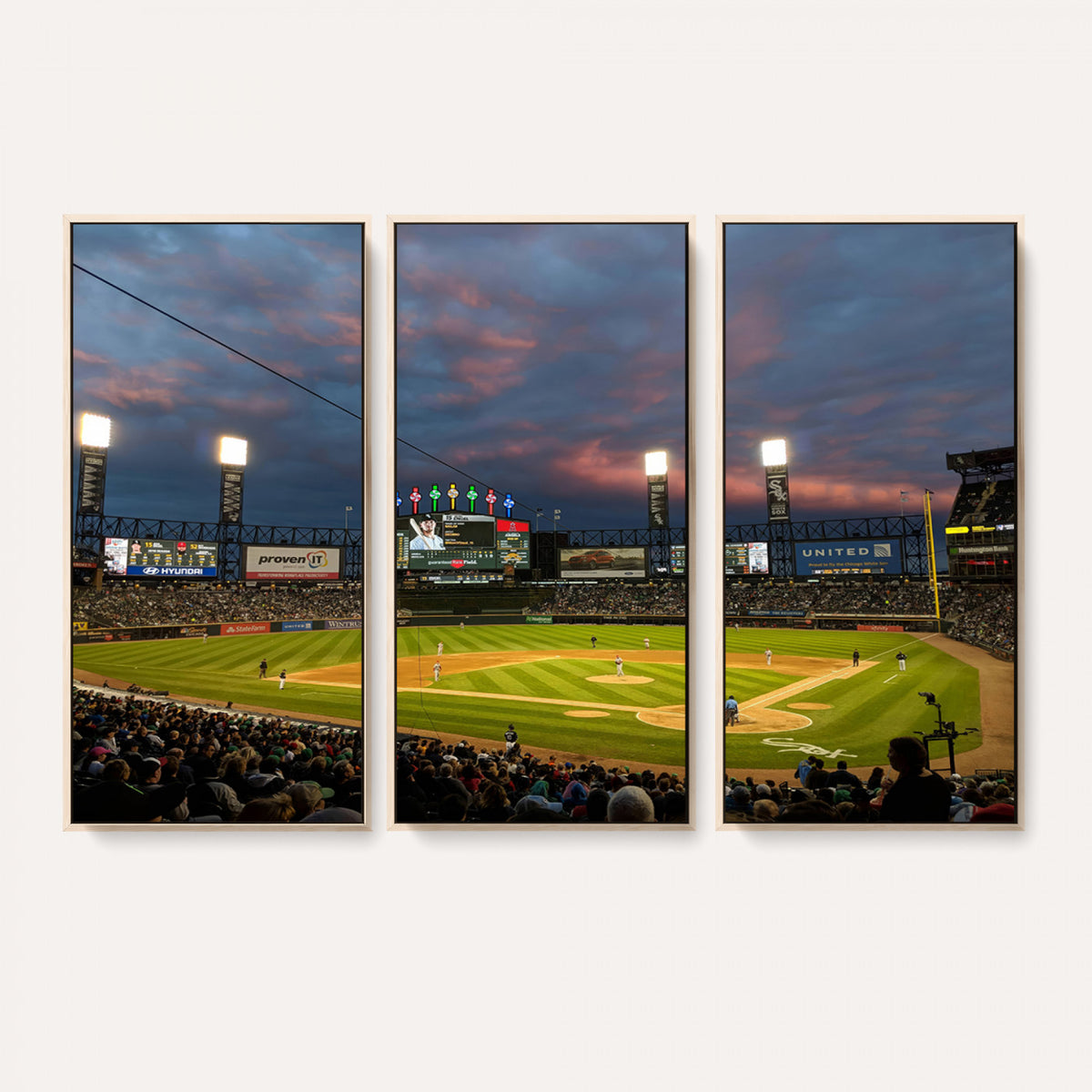 96063-MGV-CV-36X24 - Chicago White Sox Baseball Team Print Canvas, Guaranteed Rate Field, Framed and Ready to Hang
