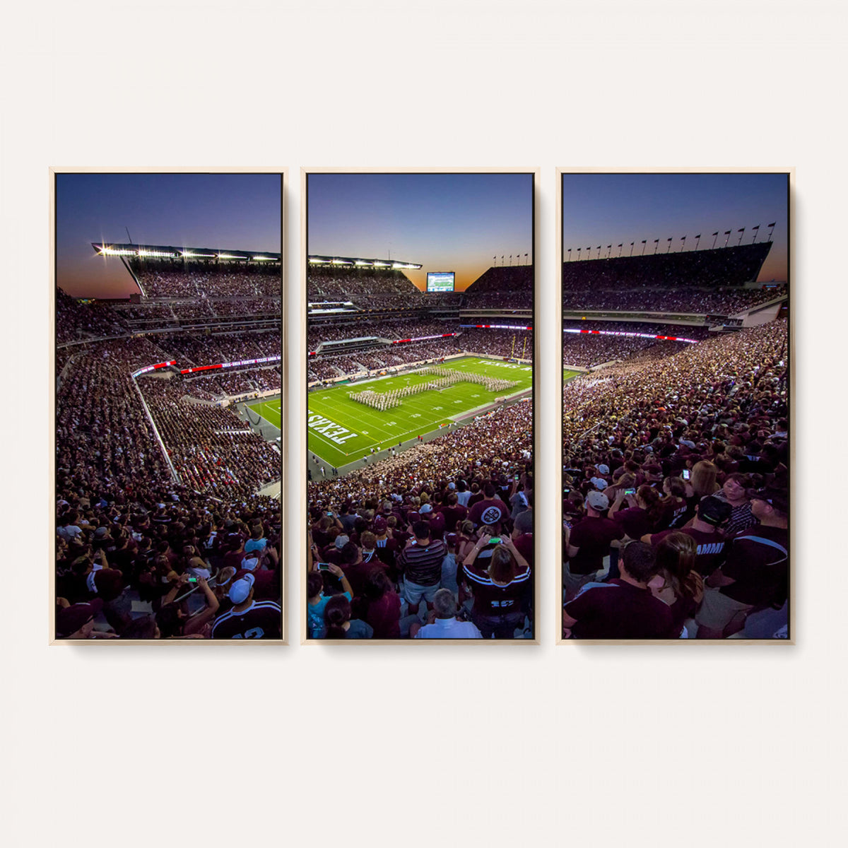 25148-MGV-CV-36X24 - Texas A&M University Aggies Football Team Print, College Station Kyle Field, Framed and Ready to Hang
