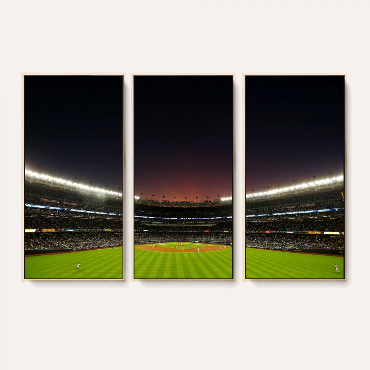 59138-MGV-CV-36X24 - Yankee Stadium Night Game Triple Canvas, New York Yankees Stadium Wall Art