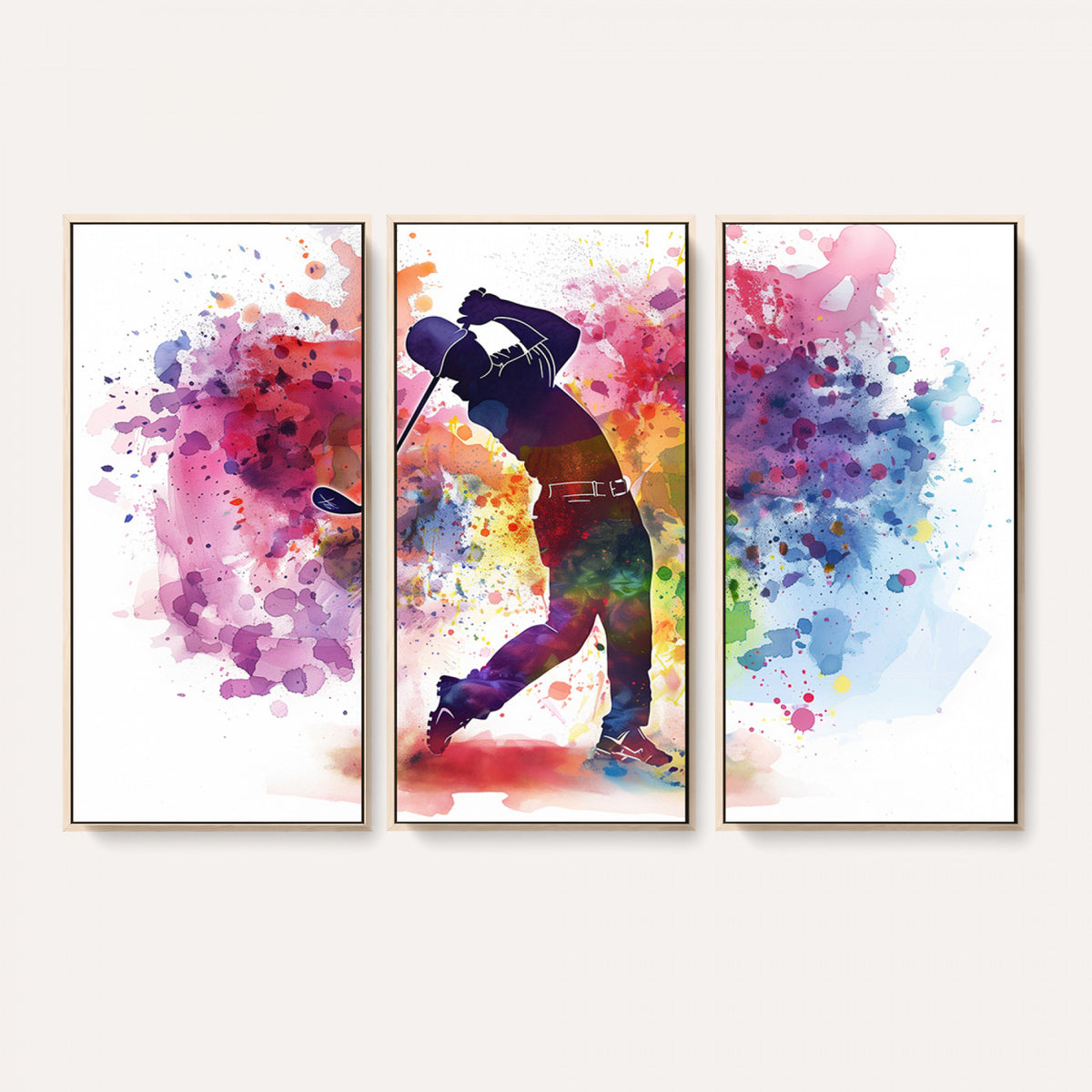 66537-MGV-CV-36X24 - Colorful Golfer Swing Wall Art Canvas Print, Ready to Hang