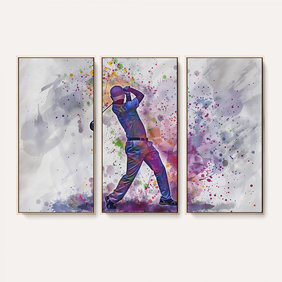 60116-MGV-CV-36X24 - Watercolor Golf Swing Wall Art Canvas Print, Vibrant, Framed and Ready to Hang