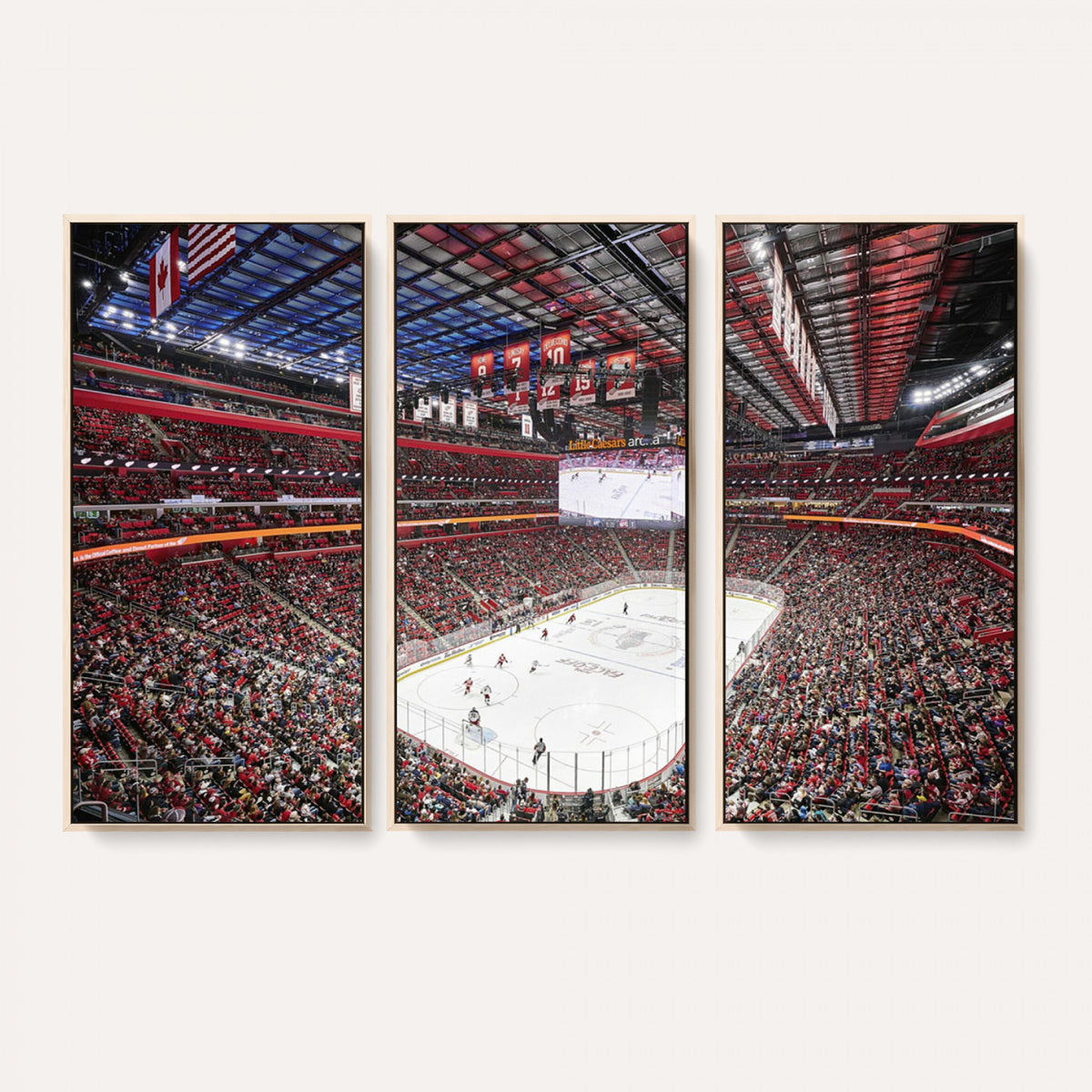 62263-MGV-CV-36X24 - Barton Malow Little Caesars Arena Detroit Wall Art Canvas Print - Detroit Hockey and Basketball