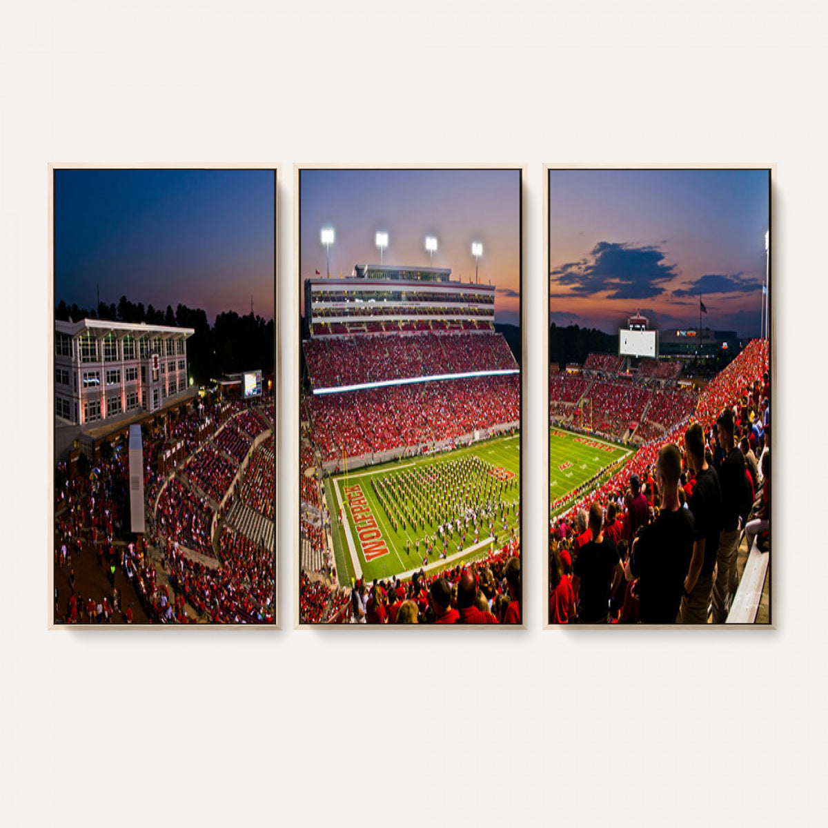 87655-MGV-CV-36X24 - NC State Wolfpack Football Team Print - Raleigh Carter-Finley Stadium Wall Art Canvas Print