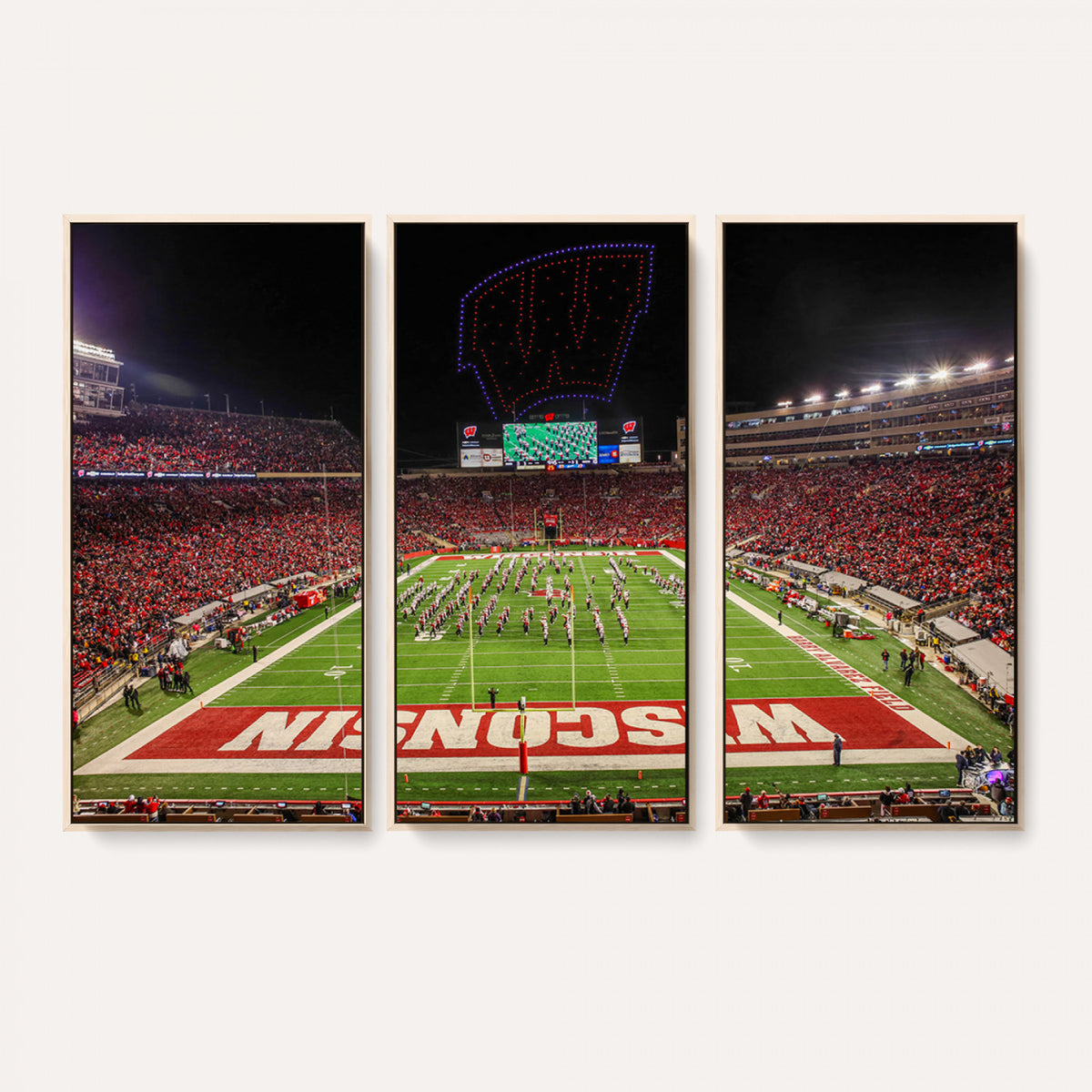34125-MGV-CV-36X24 - Wisconsin Badgers Football Team Print Canvas- Madison Camp Randall Stadium Wall Art Canvas Print