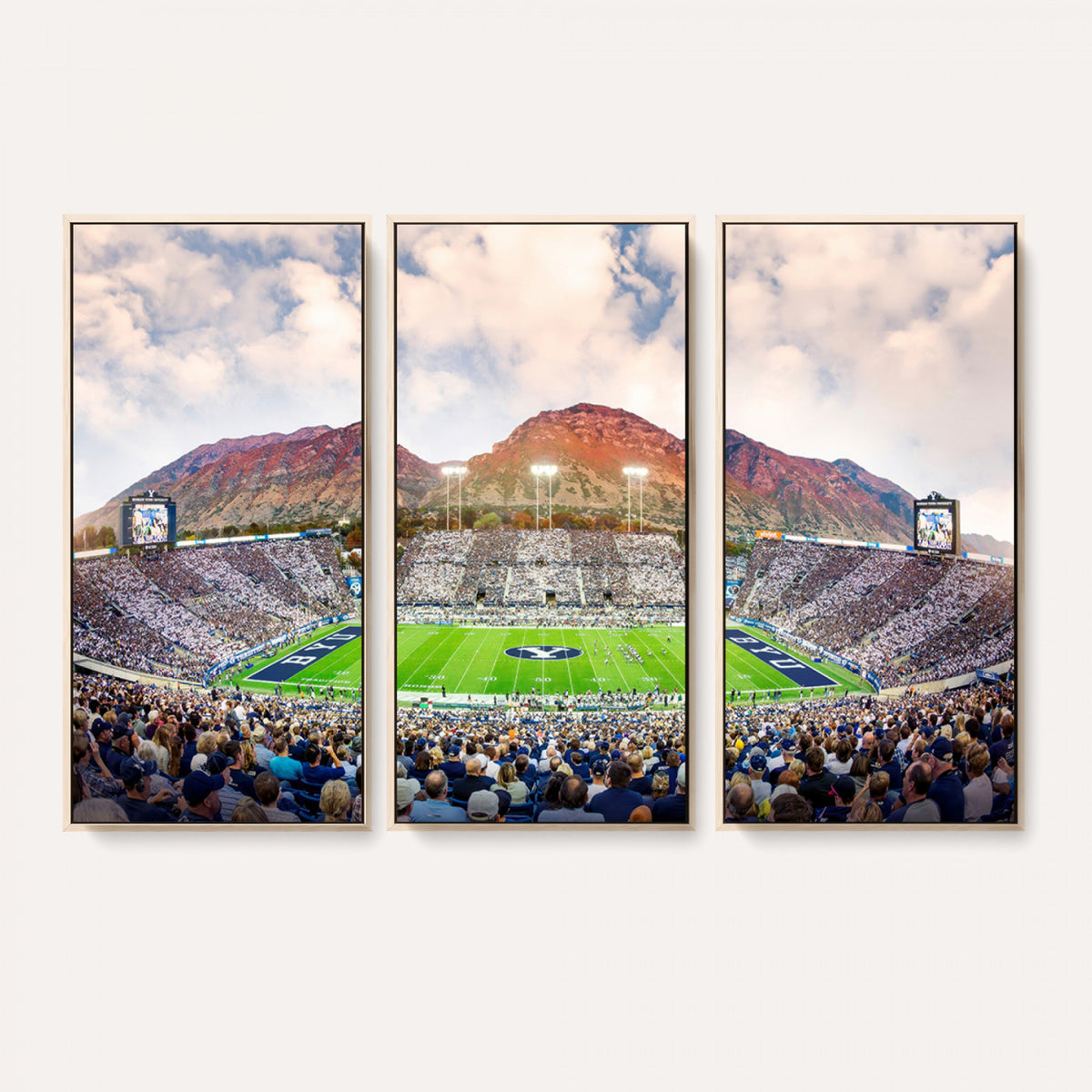 85734-MGV-CV-36X24 - Brigham Young University Cougars Football Team Print - Provo LaVell Edwards Stadium Wall Art Canvas