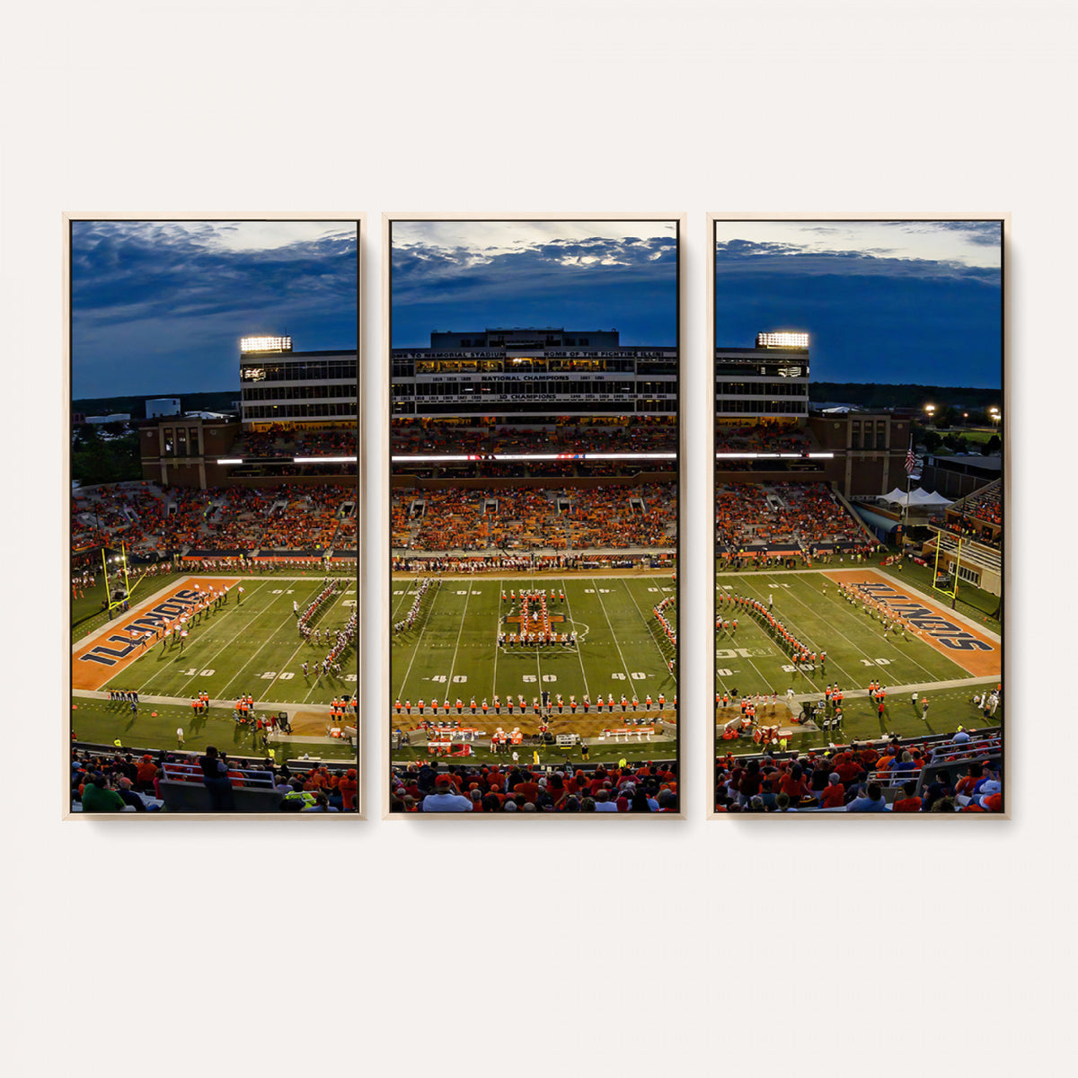 44513-MGV-CV-36X24 - University of Illinois Fighting Illini Football Team Print - Champaign Illinois Memorial Stadium