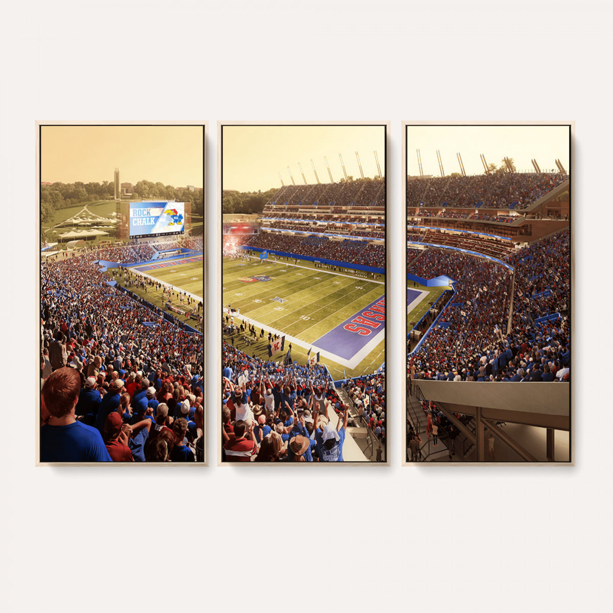 71731-MGV-CV-36X24 - University of Kansas Jayhawks Football Team Print - Lawrence Kansas Memorial Stadium Wall Art Canvas
