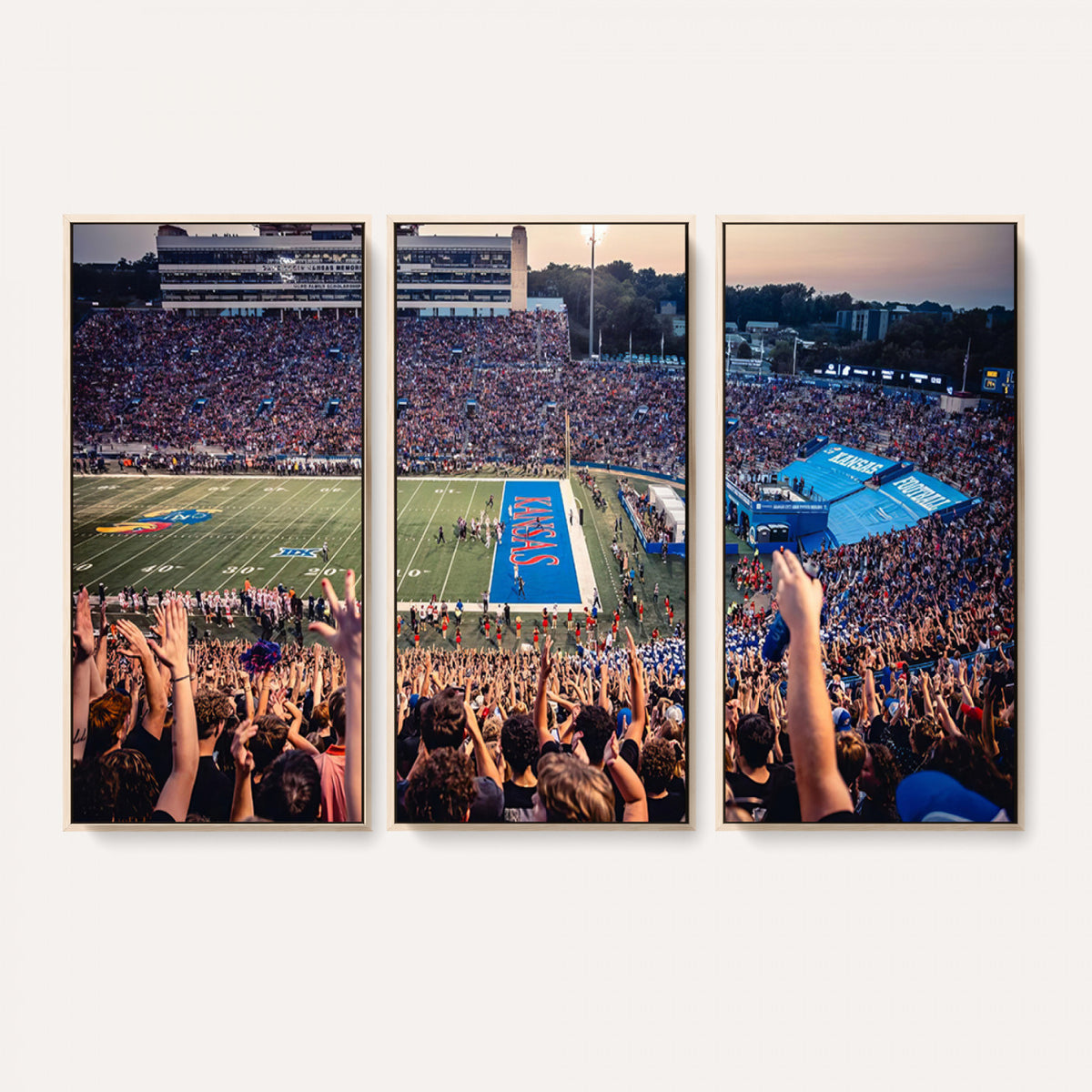 40169-MGV-CV-36X24 - University of Kansas Jayhawks Football Team Art Print - Lawrence Kansas Memorial Stadium Wall Art