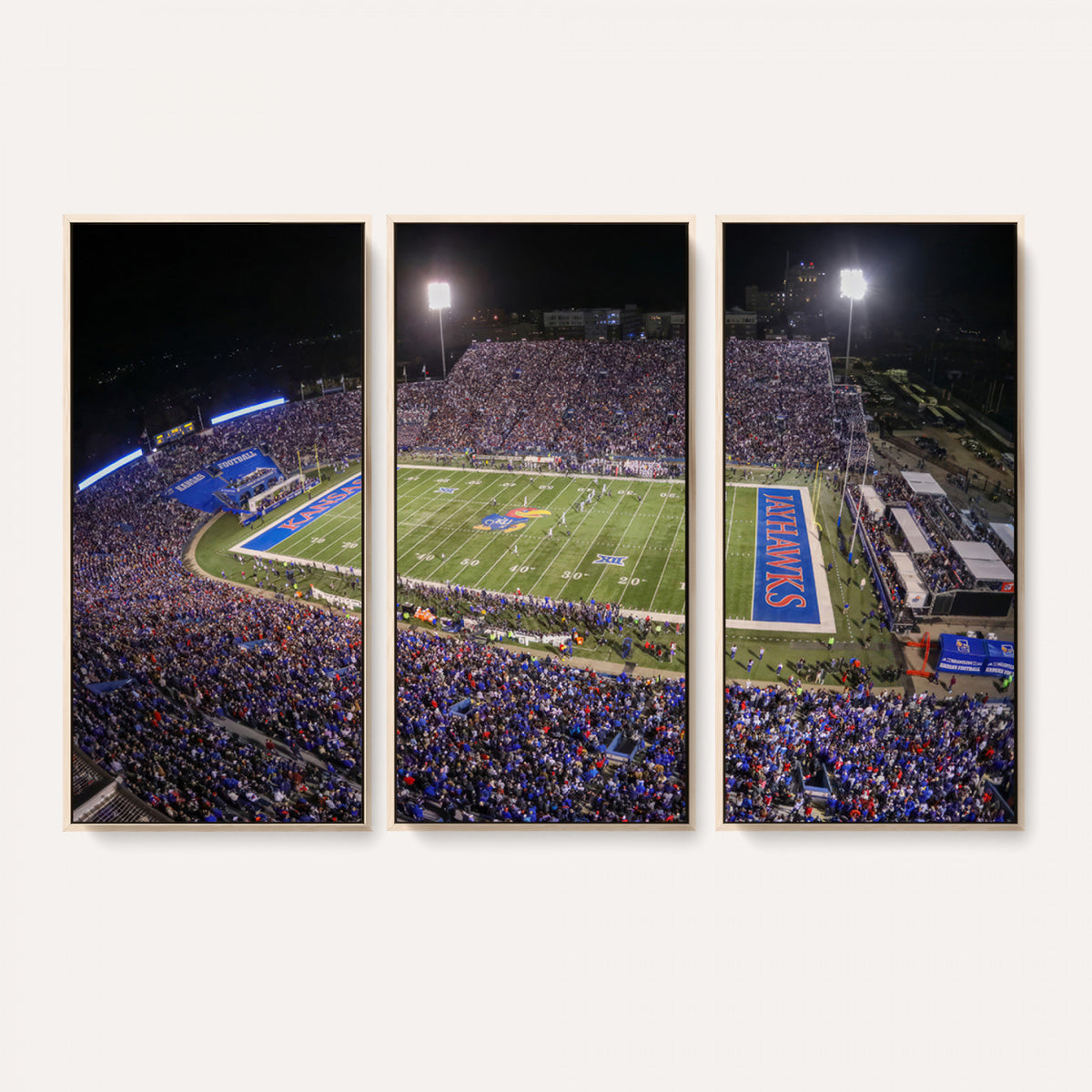 69760-MGV-CV-36X24 - University of Kansas Jayhawks Football Team Print - Lawrence Kansas Memorial Stadium Wall Art Canvas