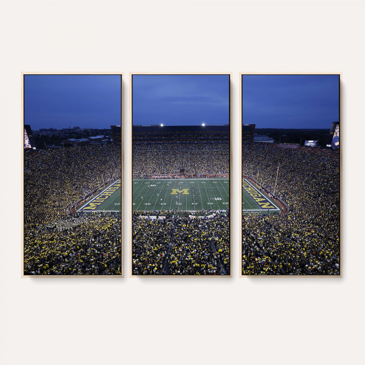 34202-MGV-CV-36X24 - University of Michigan Wolverines Football Team Print - Ann Arbor Michigan Stadium Wall Art Canvas