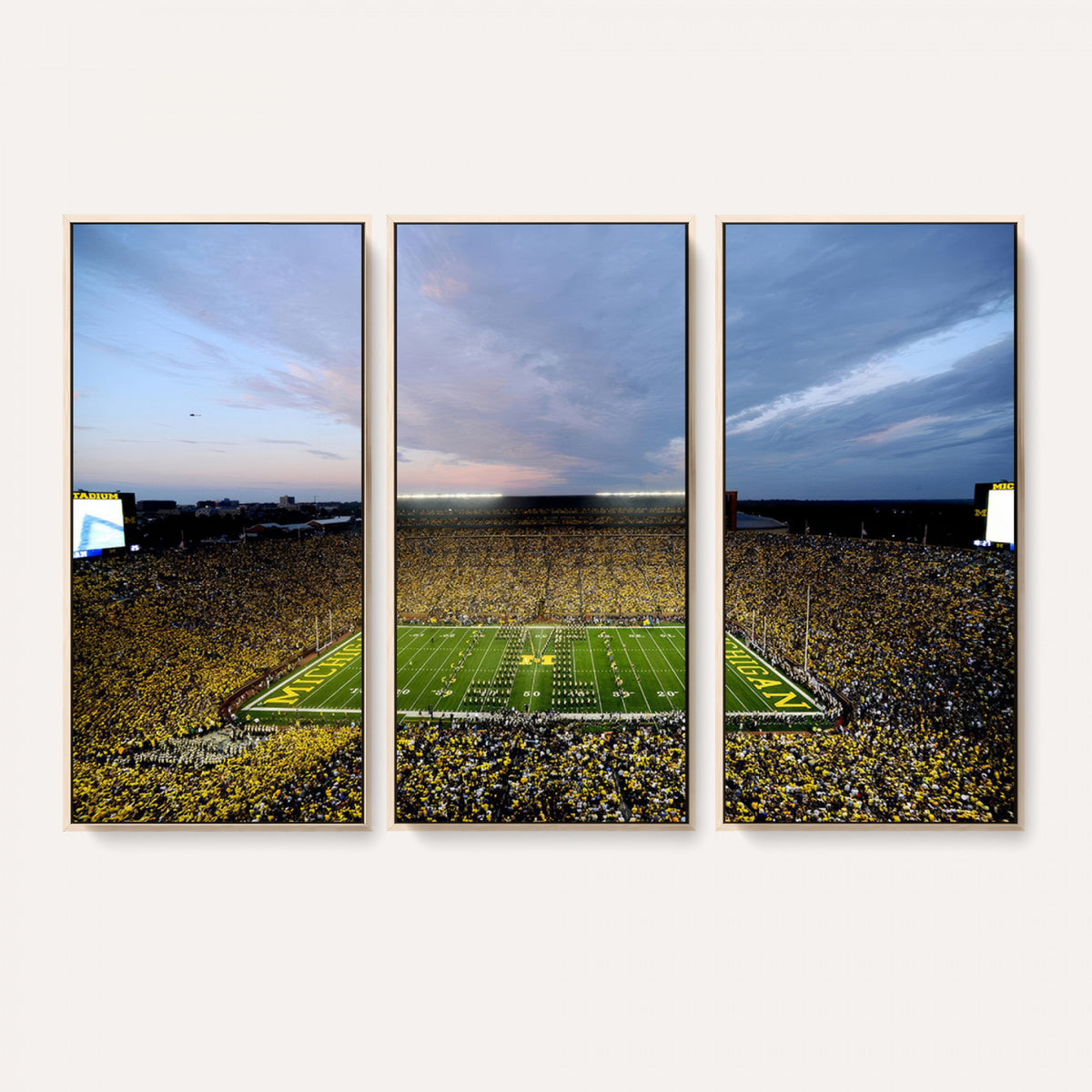 82641-MGV-CV-36X24 - Michigan Stadium Wall Art Canvas Print – Framed Football Field Scene with Marching Band Artwork for Home, Office