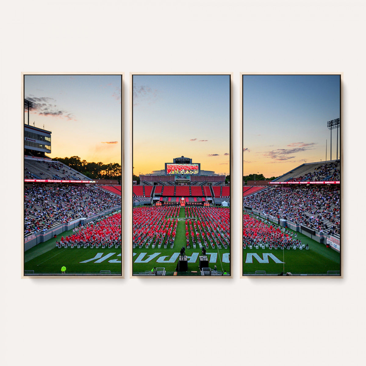 35266-MGV-CV-36X24 - NC State Wolfpack Football Team Print Wall Art - Raleigh Carter-Finley Stadium Wall Art Canvas Print