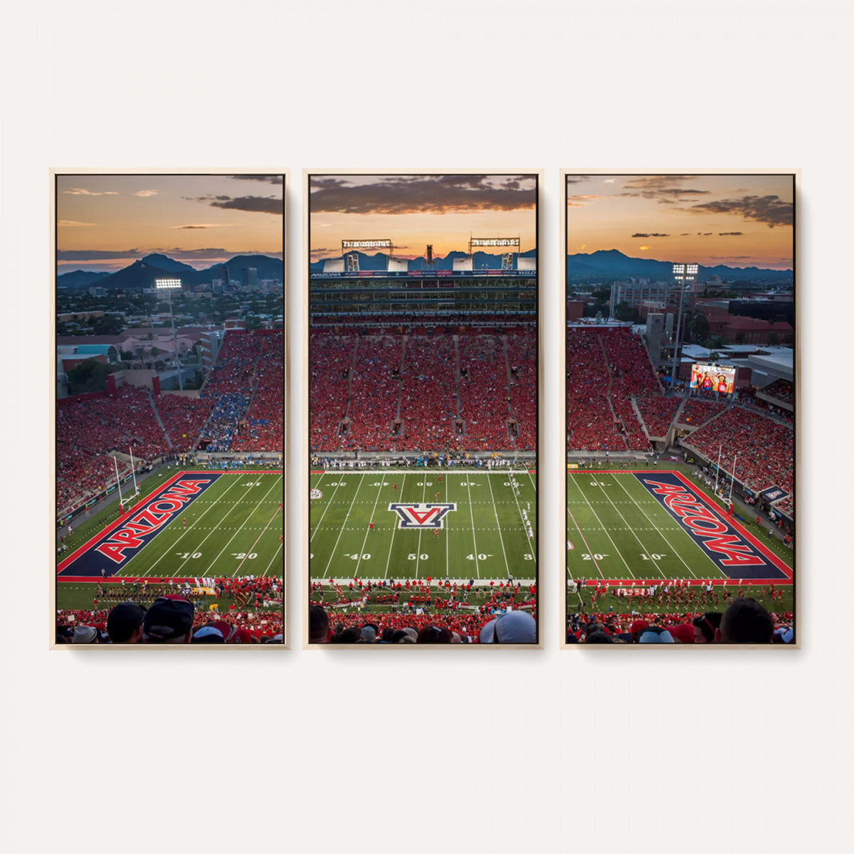 99722-MGV-CV-36X24 - Framed Arizona Wildcats Football Team Print - Tucson Arizona Stadium Wall Art Canvas Print