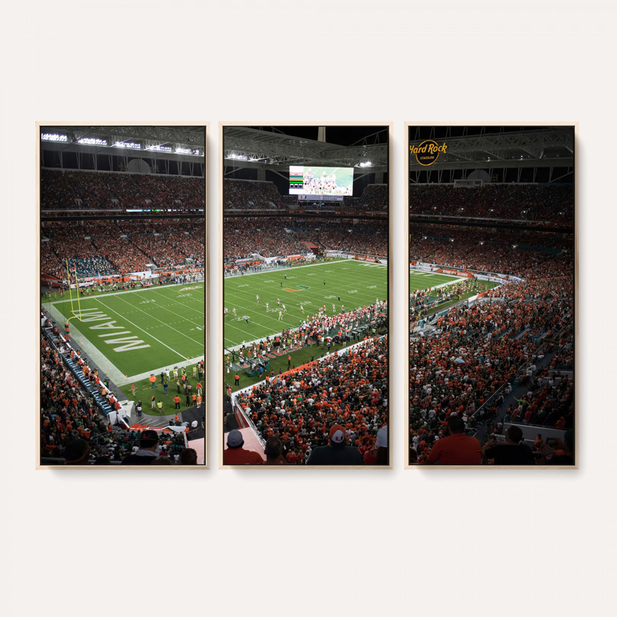 33698-PAN-FL-20X10 - Miami Hurricanes Football Team Print Canvas- Miami Hard Rock Stadium Wall Art Canvas Print