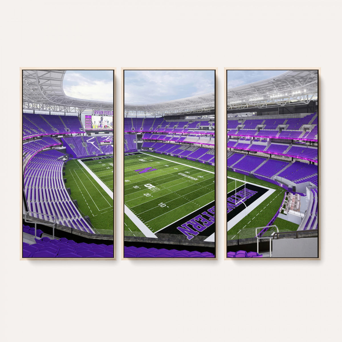 49190-MGV-CV-36X24 - Northwestern University Wildcats Football Team Print - Evanston Ryan Field Wall Art Canvas Print