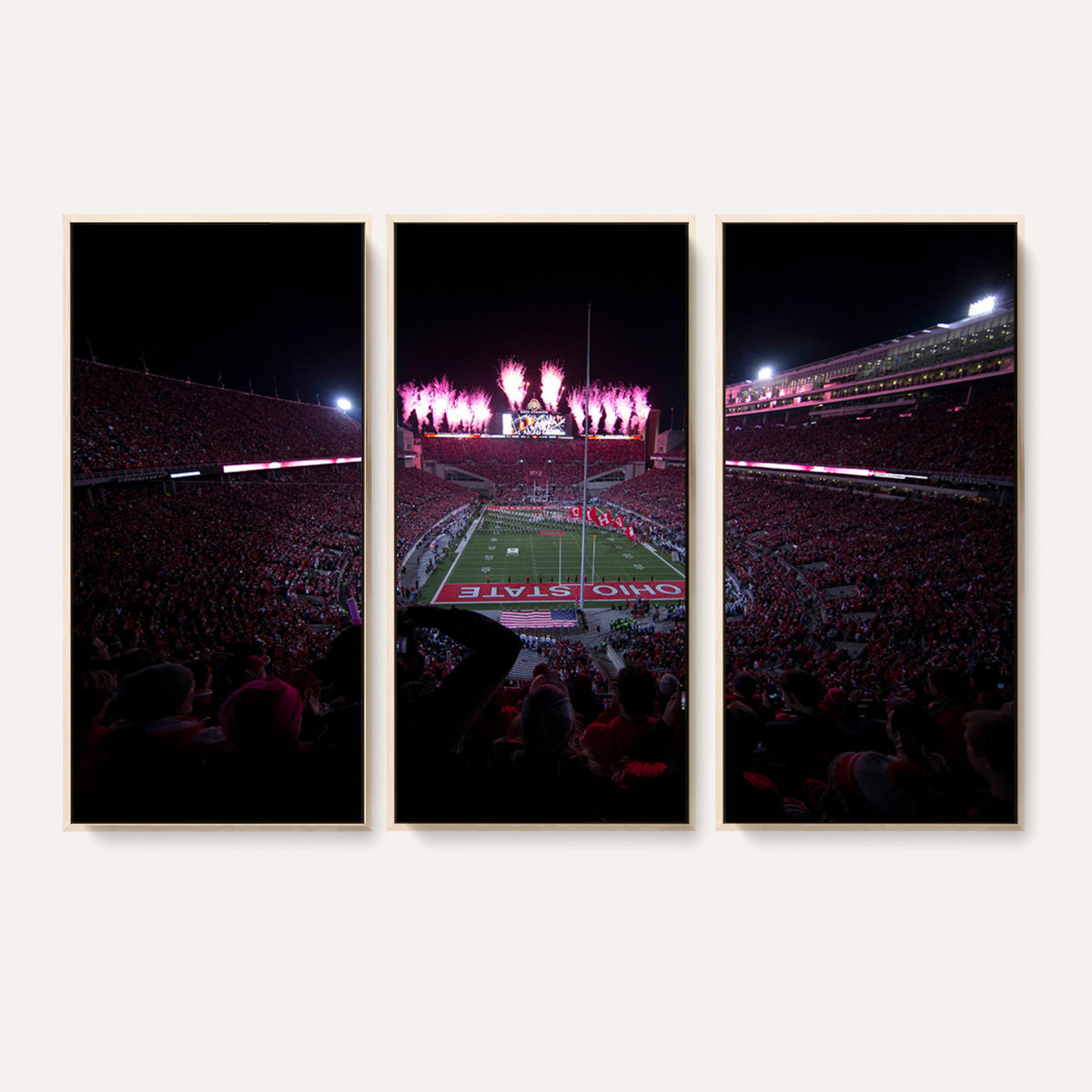 20483-PAN-FL-20X10 - Ohio State University Buckeyes Football Team Print - Columbus Ohio Stadium Wall Art Canvas Print