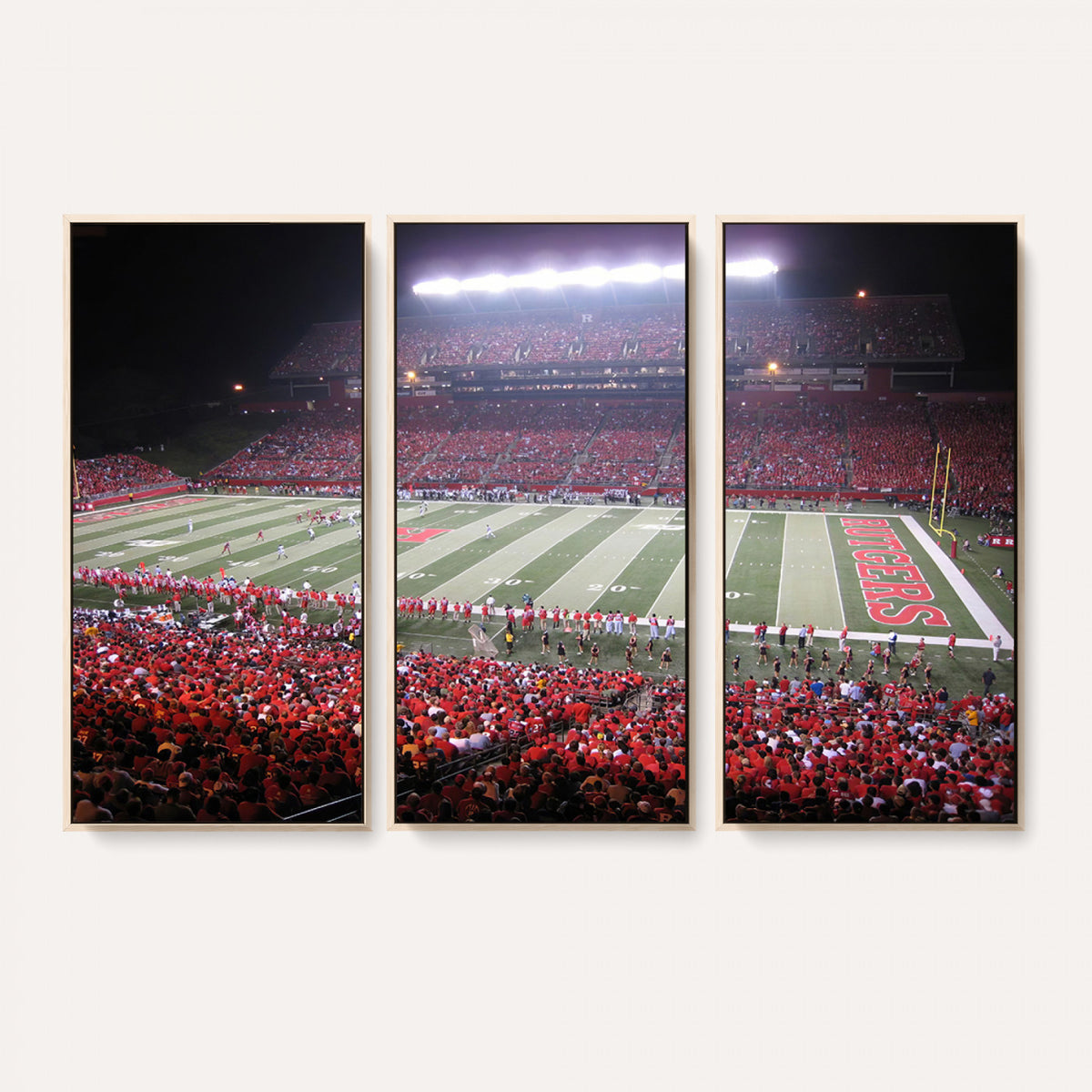 53225-PAN-FL-20X10 - Rutgers University Scarlet Knights Football Team Print - Piscataway SHI Stadium Wall Art Canvas