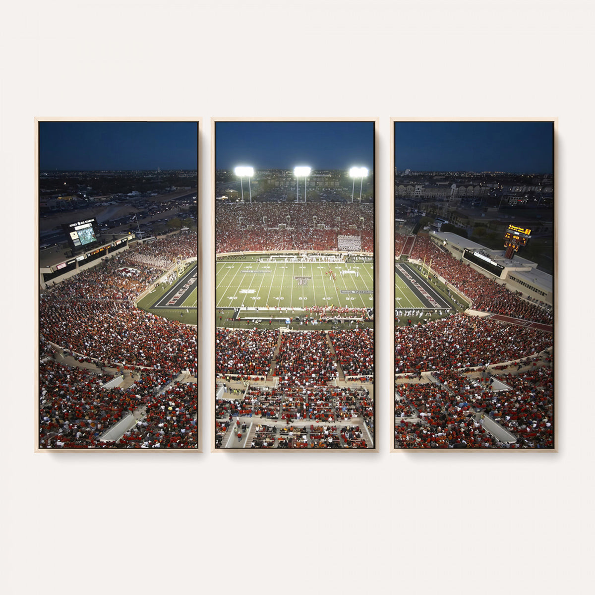 55763-MGV-CV-36X24 - Texas Tech Red Raiders Football Team Print, Lubbock Jones AT&T Stadium, Framed and Ready to Hang