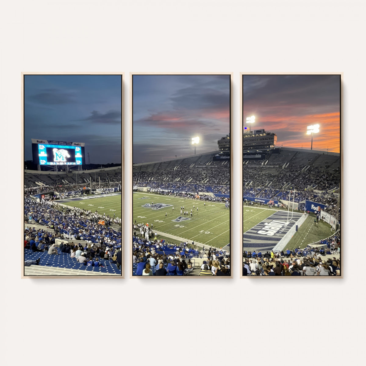 64409-PAN-FL-20X10 - Memphis Tigers Football Team Print - Memphis Simmons Bank Liberty Stadium Wall Art Canvas Print