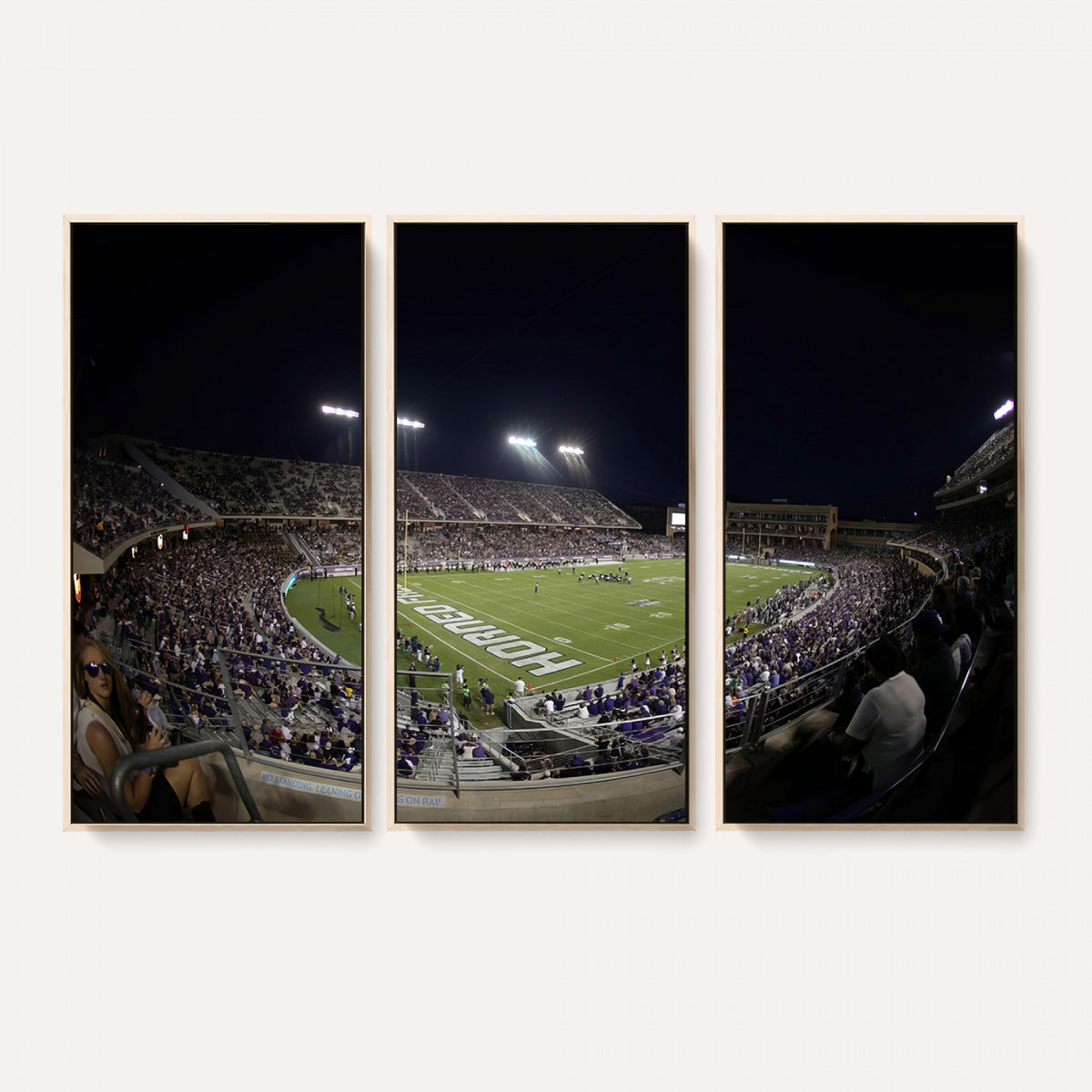 59222-PAN-FL-20X10 - TCU Horned Frogs Football Team Print - Fort Worth Amon G. Carter Stadium Wall Art Canvas Print.