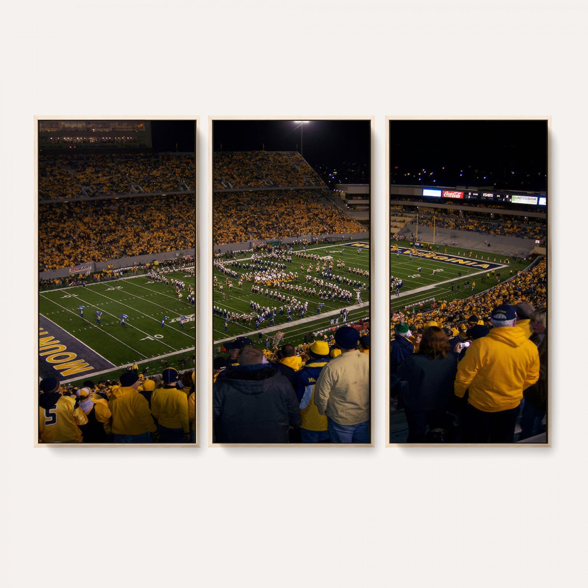 58154-MGV-CV-36X24 - West Virginia University Mountaineers Football Team Print, Milan Puskar Stadium, Morgantown
