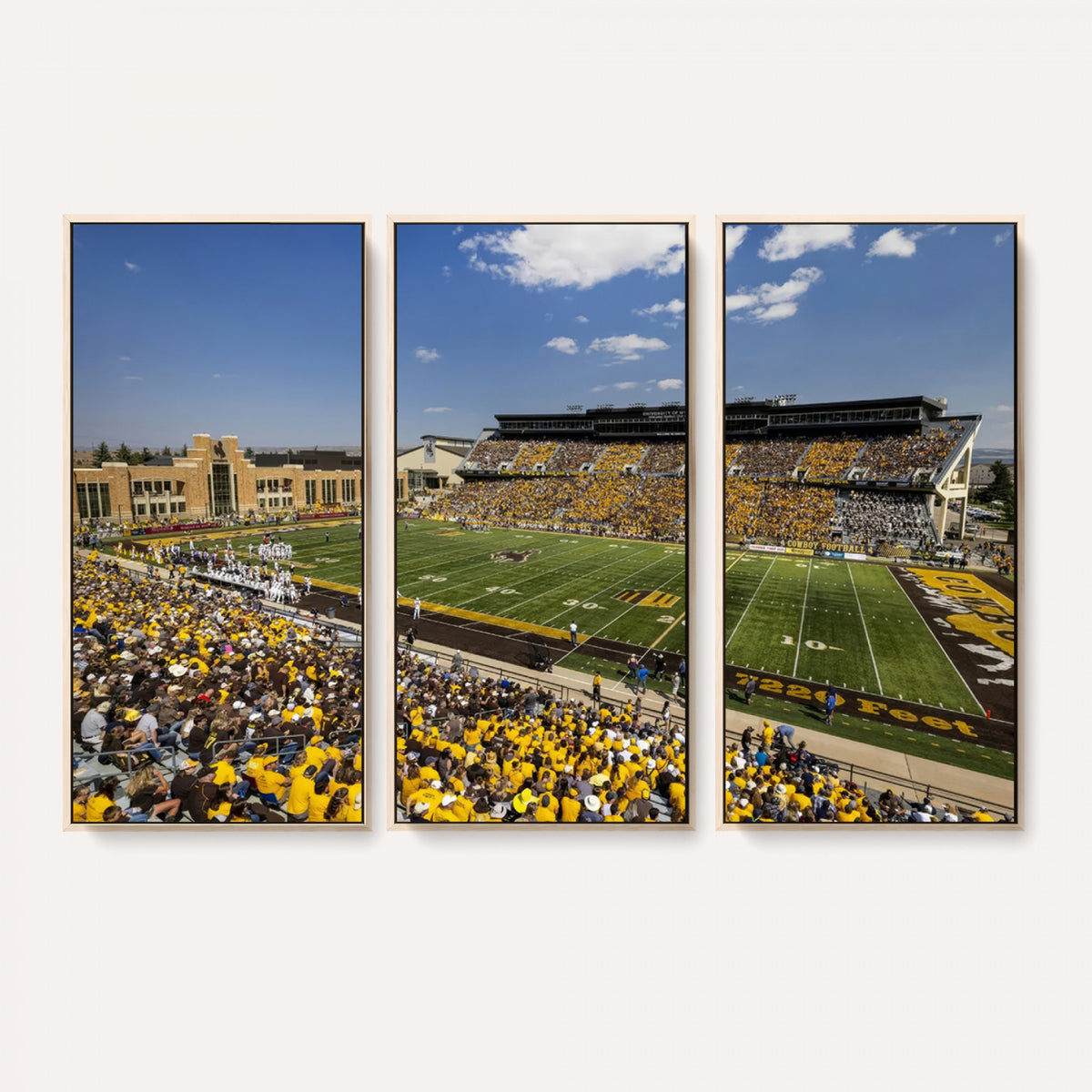 75112-MGV-CV-36X24 - University of Wyoming Cowboys Football Team Print, Laramie, Home Bar Wall Decor