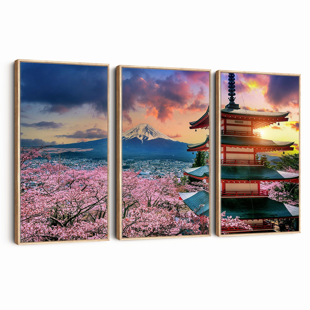 95987-MGV-CV-24X16 - Cherry Blossoms Canvas Print, Chureito Pagoda and Mount Fuji Wall Art