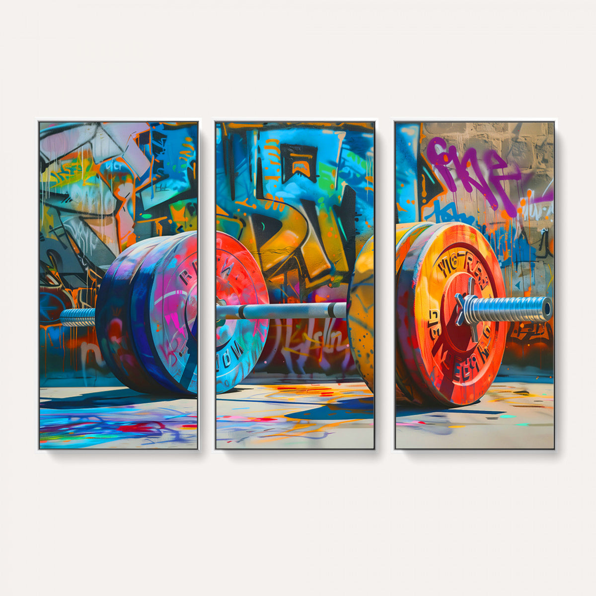 70871-MGV-CV-36X24 - Fitness Gym Barbell Graffiti Wall Art Canvas Print