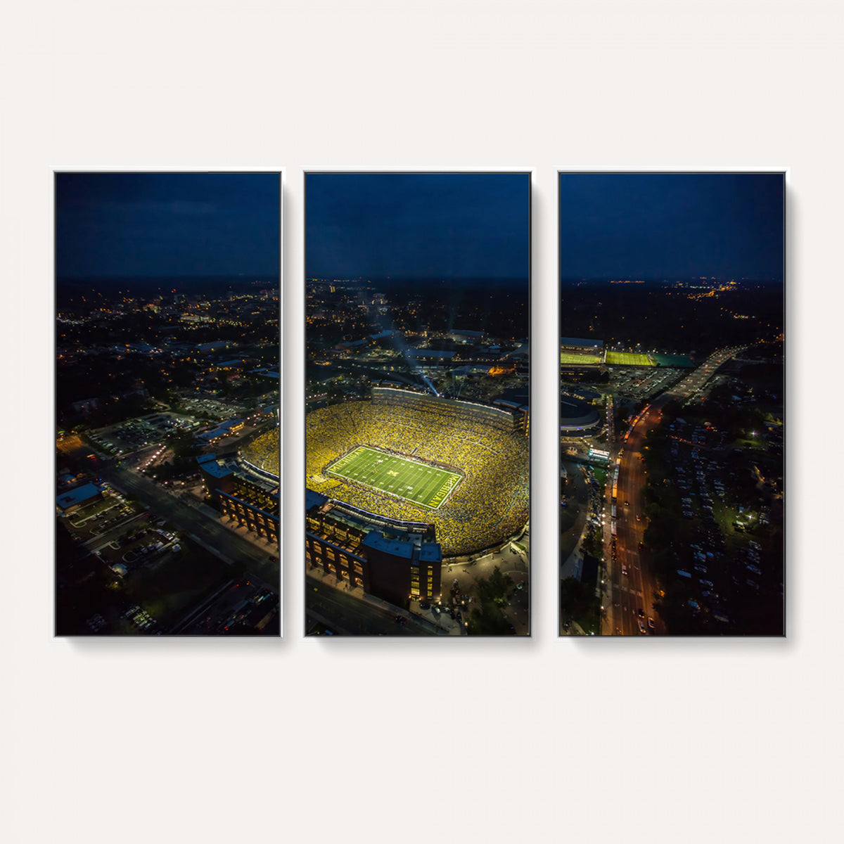33588-MGV-CV-36X24 - Michigan Stadium Night Game Wall Art | Sports Arena Aerial View Canvas