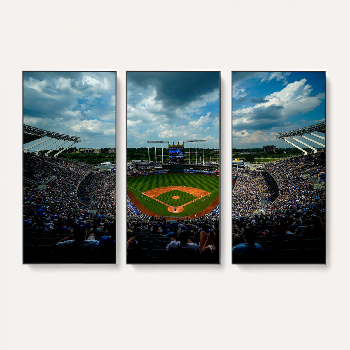 37127-MGV-CV-36X24 - 3-Panel Kauffman Stadium Wall Art Print | Large Kansas City Royals Baseball Canvas