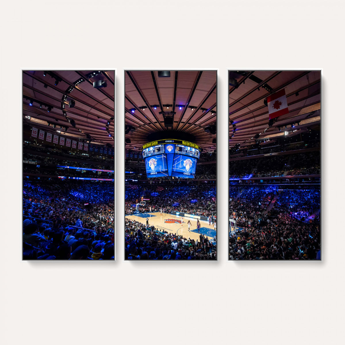 20491-MGV-CV-36X24 - Madison Square Garden Basketball Print Canvas, Basketball Game Triple Canvas Wall Art