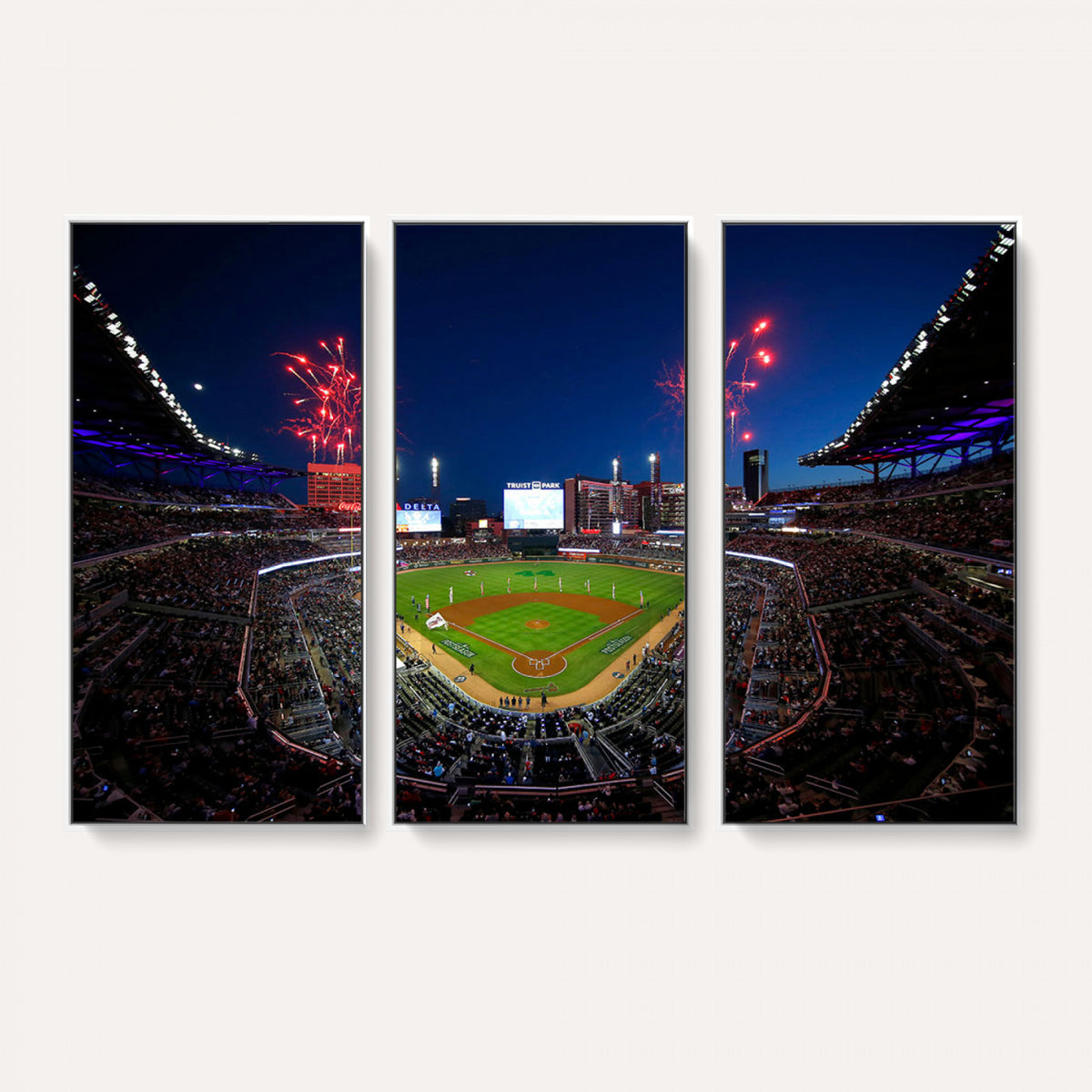 50582-MGV-CV-36X24 - Truist Park Atlanta Braves Baseball Stadium Wall Art Print | Large 3-Panel Canvas Print for Sports