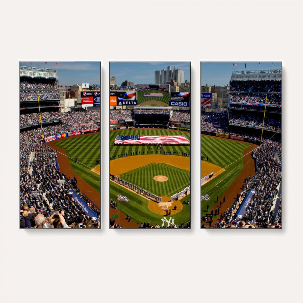 20879-MGV-CV-36X24 - Yankee Stadium New York Wall Art Print | 3-Panel Canvas Print of Yankees Baseball Stadium