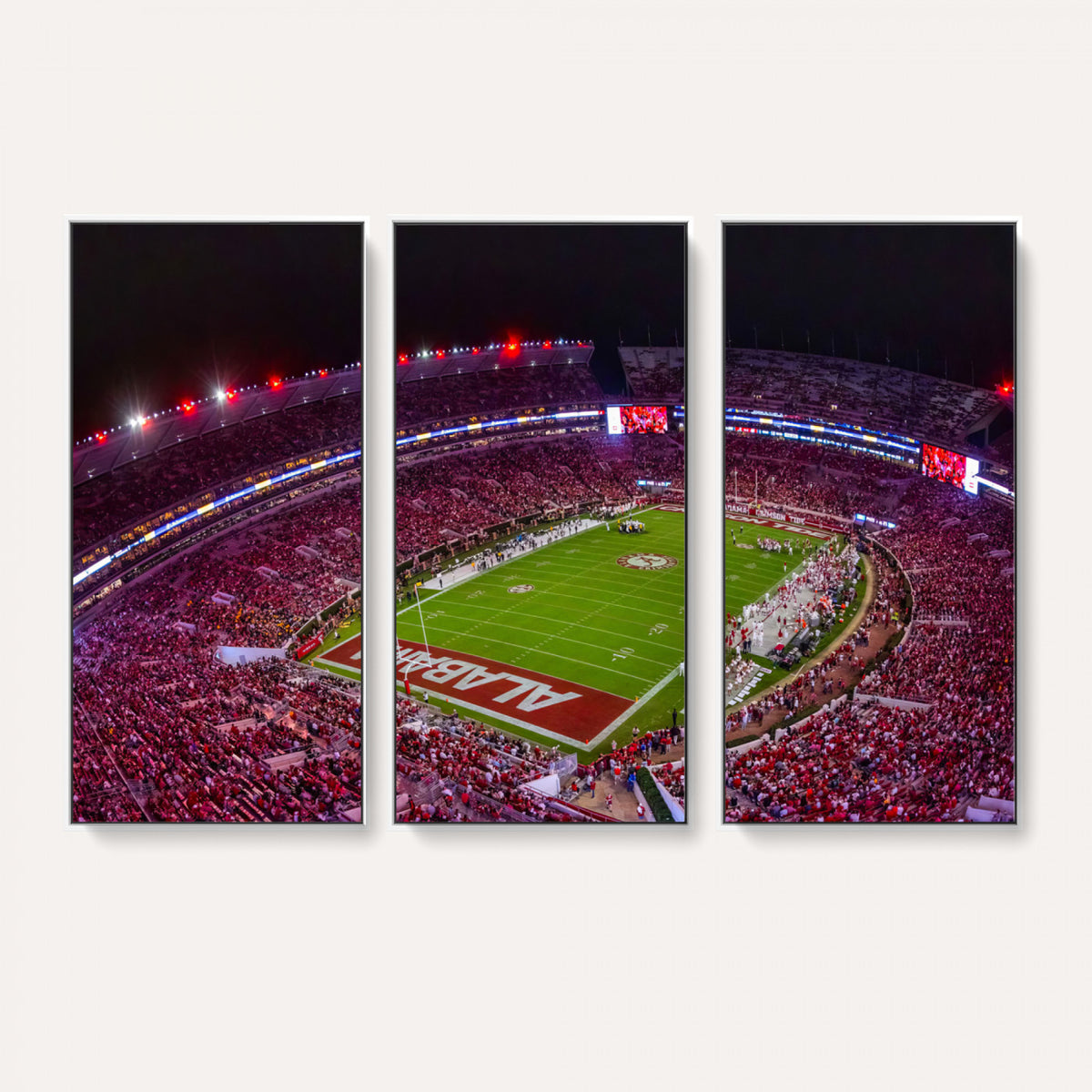 11343-MGV-CV-36X24 - Bryant-Denny Stadium Night Game Triple Canvas Wall Art | Alabama Crimson Tide Football