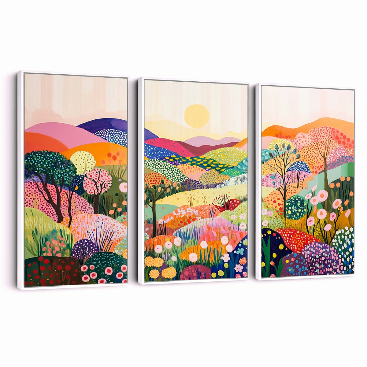 63198-MGV-CV-24X16 - Yayoi Kusama 1986 Wall Art Print, Yayoi Kusama Wabi Sabi Japanese Abstract Landscape Canvas