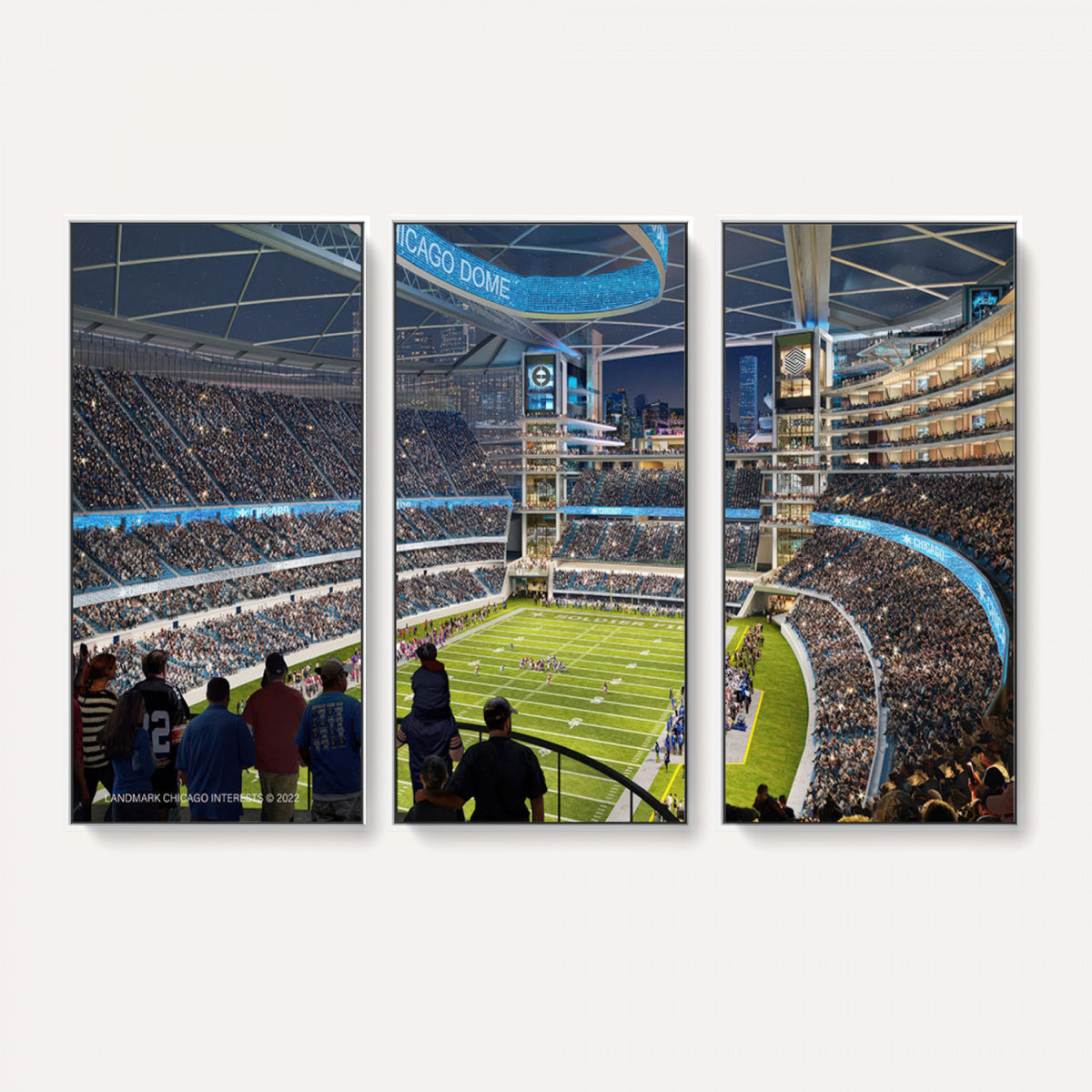 41816511-MGV-CV-36X24 - Chicago Dome Stadium Wall Art Canvas Print, Framed Modern Decor