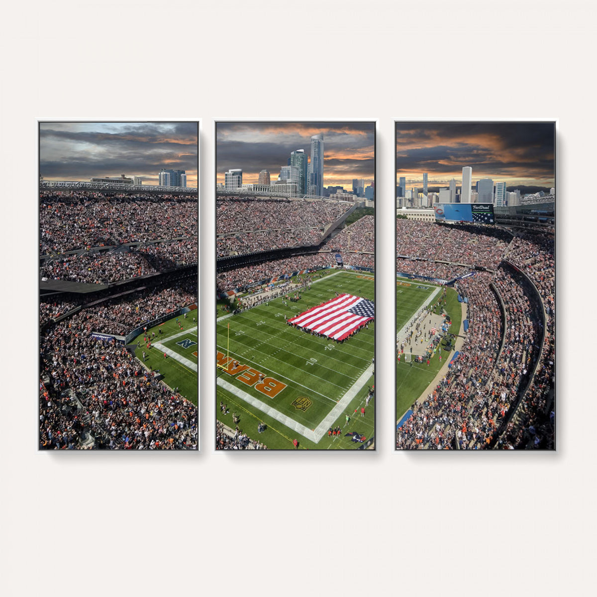 98106777-PAN-FL-20X10 - Chicago Bears Soldiers Field Wall Art Canvas Print, Extra Large Game Room Wall Decor