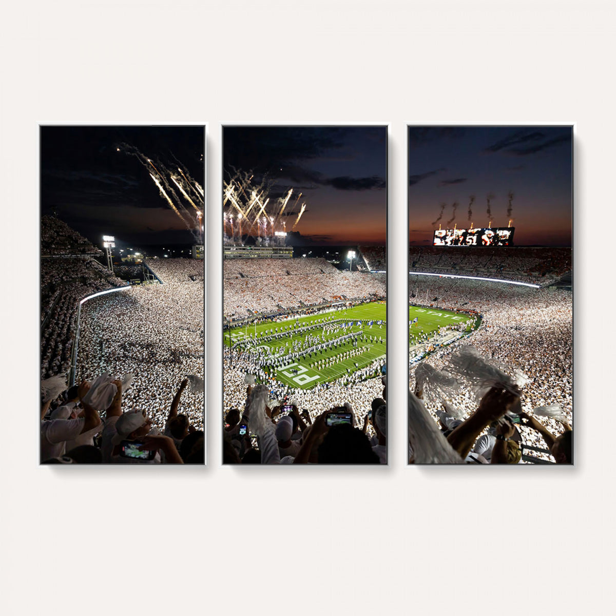 11221988-MGV-CV-36X24 - Epic Night Football Stadium Wall Art Canvas Print, Fireworks and Crowd