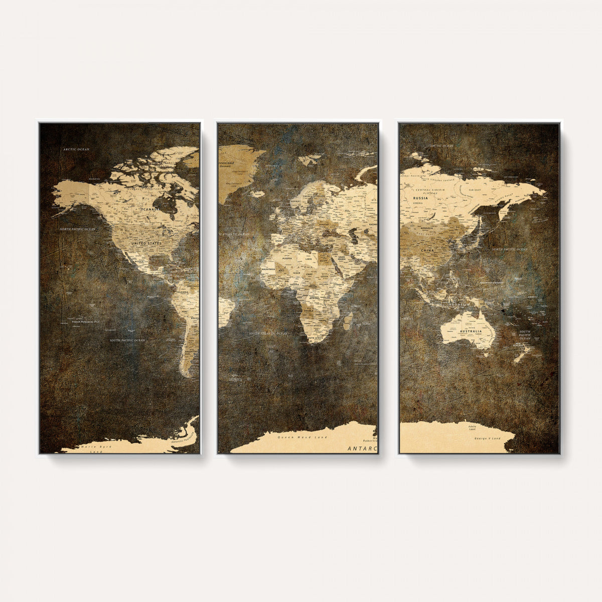 89742472-MGV-CV-36X24 - Large Framed Vintage World Map Wall Art Print for Home Wall