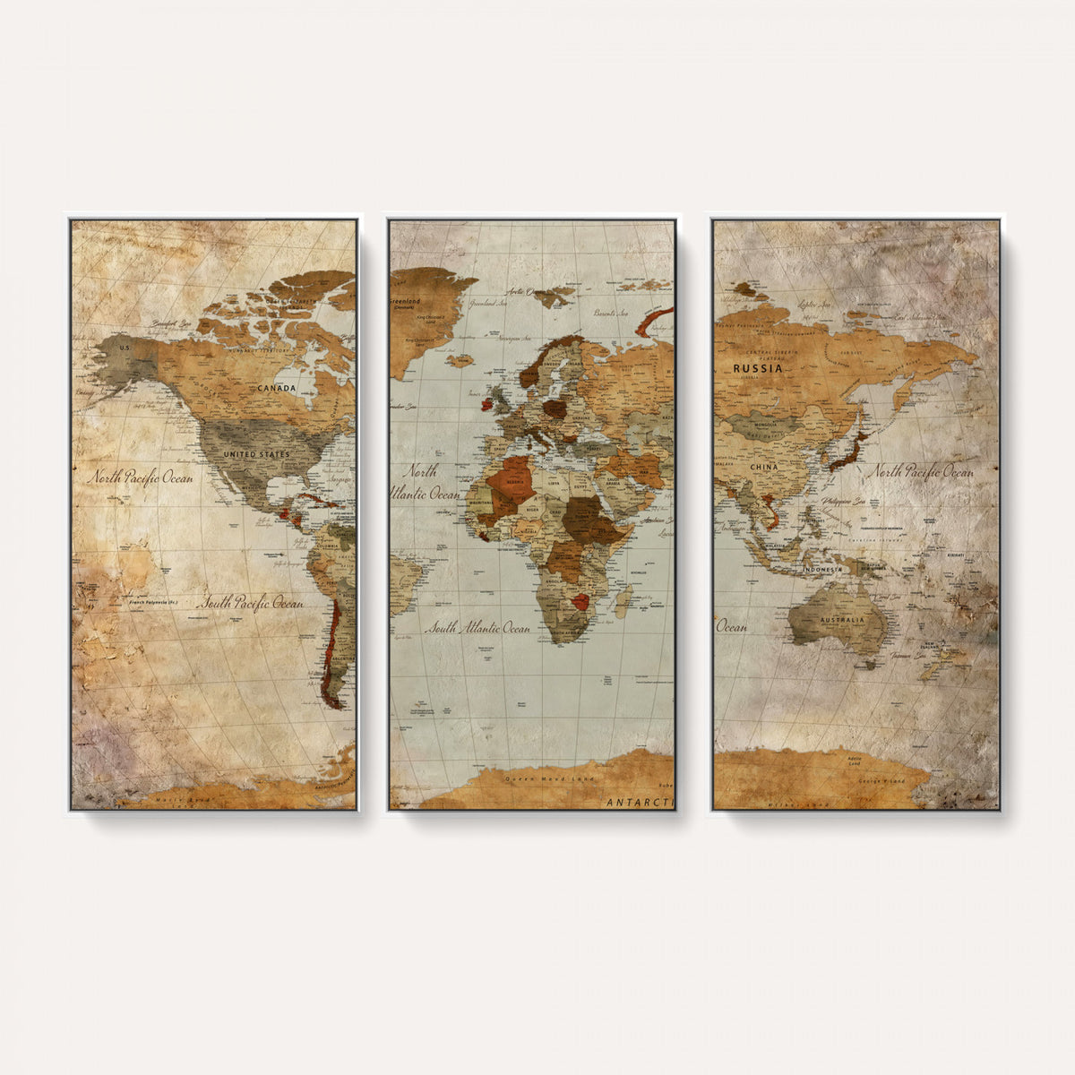 74176056-MGV-CV-36X24 - World Map Wall Art Canvas Print, Modern Decorative Framed Map Artwork Prints for Living Room, Office, Bedroom Wall Decor