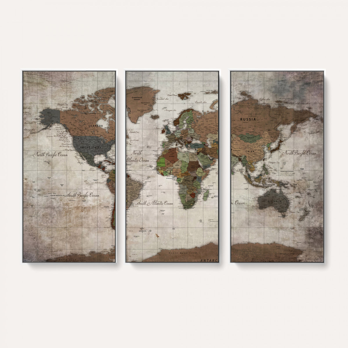 65393892-MGV-CV-36X24 - World Map Wall Art Canvas Print, Modern Decorative Framed Map Artwork Prints for Living Room, Office, Bedroom Wall Decor