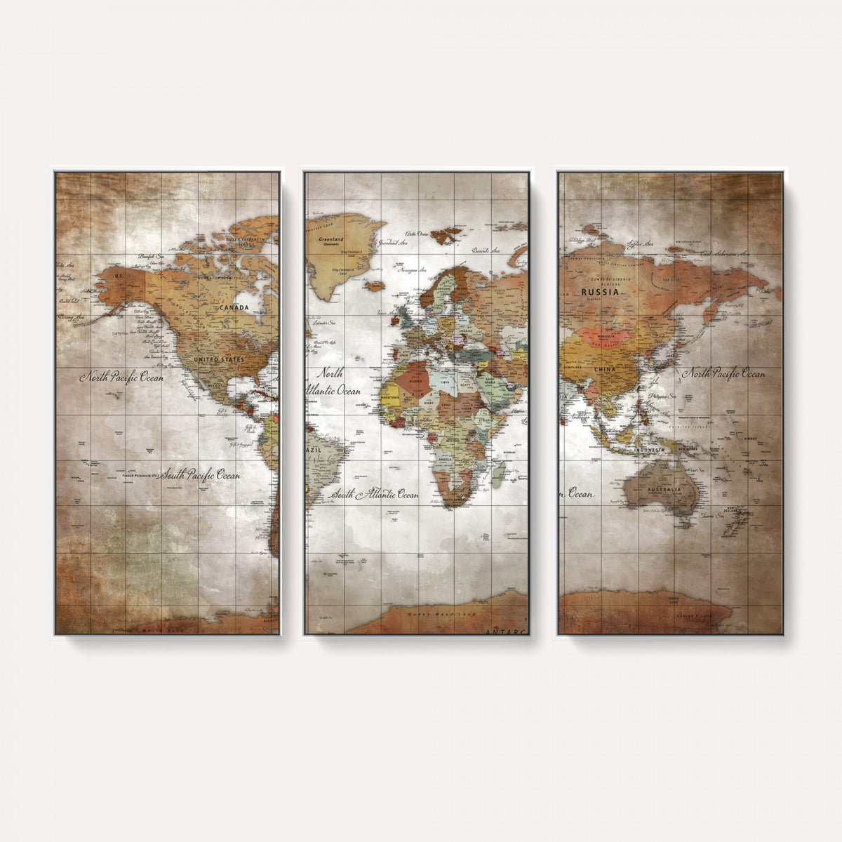 51643807-MGV-CV-36X24 - World Map Wall Art Canvas Print, Modern Decorative Framed Map Artwork Prints for Living Room, Office, Bedroom Wall Decor