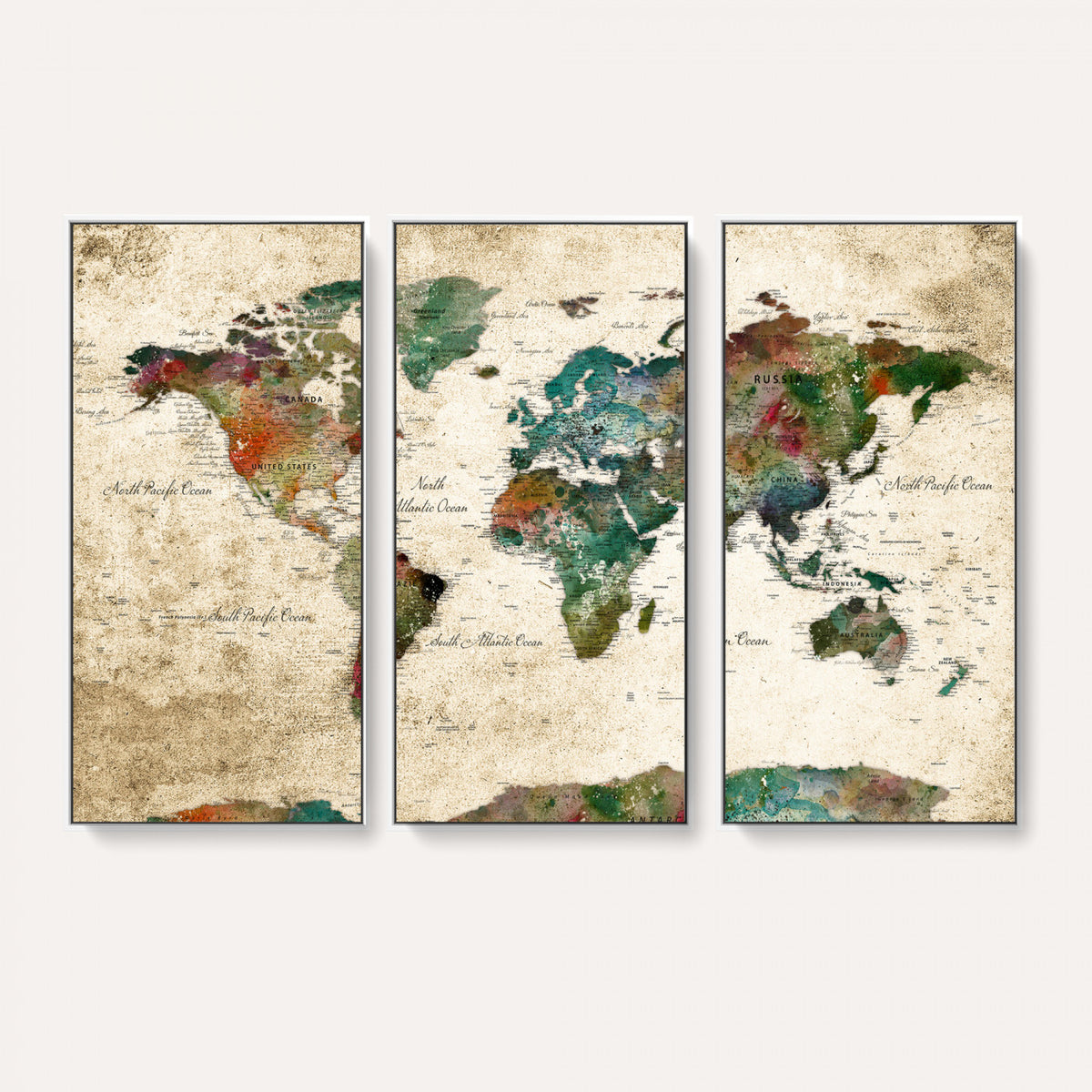 87544591-MGV-CV-36X24 - World Map Wall Art Canvas Print, Modern Decorative Framed Map Artwork Prints for Living Room, Office, Bedroom Wall Decor