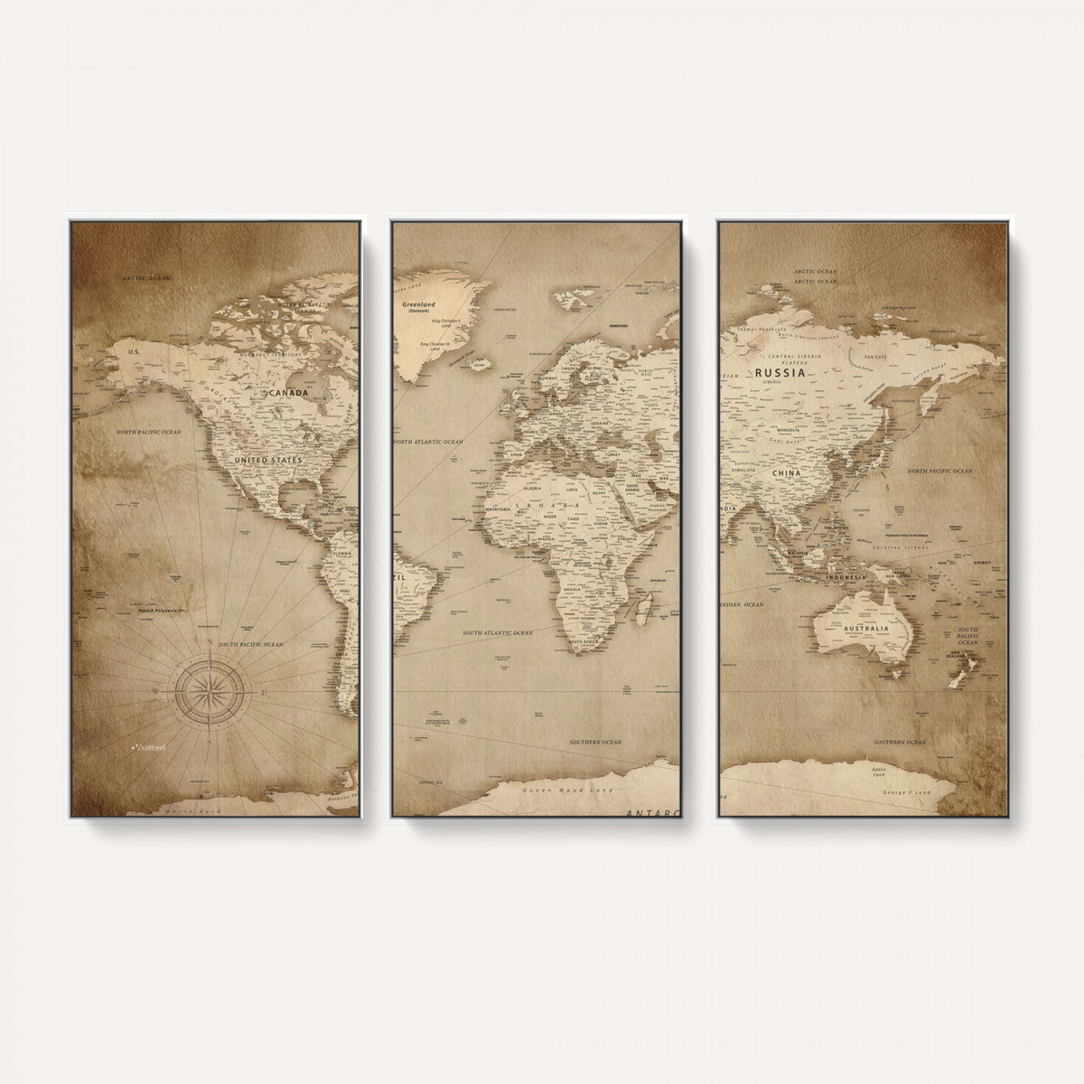 34795134-MGV-CV-36X24 - World Map Wall Art Canvas Print, Modern Decorative Framed Map Artwork Prints for Living Room, Office, Bedroom Wall Decor