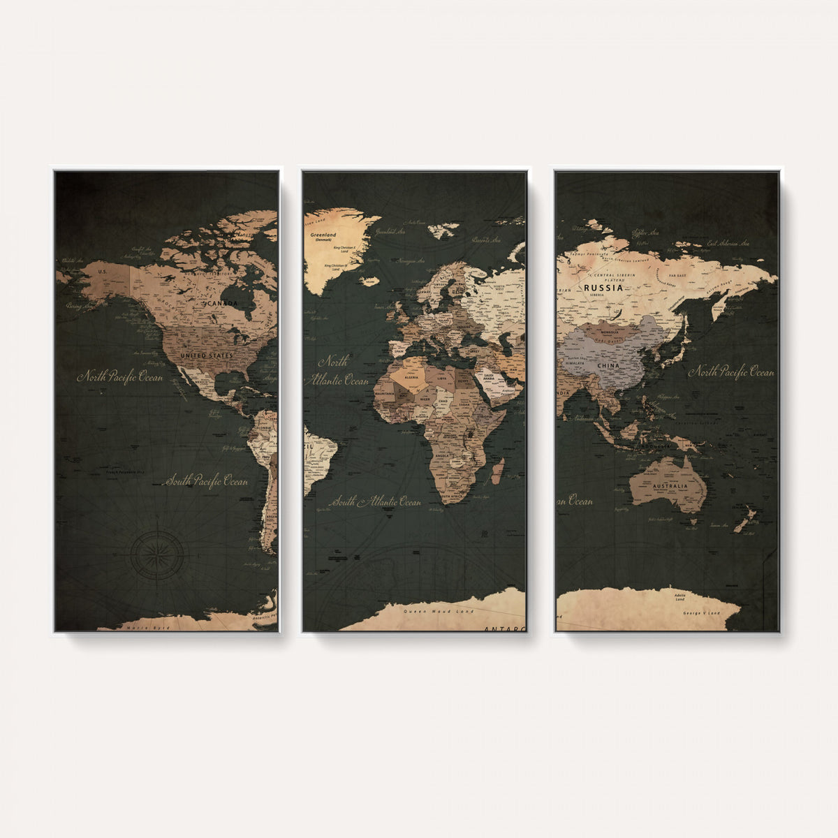 62059333-MGV-CV-36X24 - World Map Wall Art Canvas Print, Modern Decorative Framed Map Artwork Prints for Living Room, Office, Bedroom Wall Decor