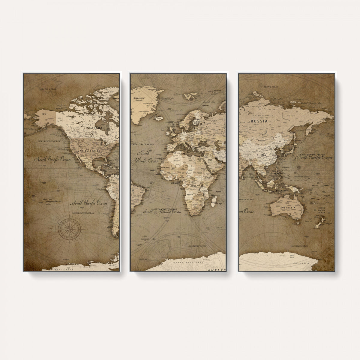 82314635-MGV-CV-36X24 - World Map Wall Art Canvas Print, Modern Decorative Framed Map Artwork Prints for Living Room, Office, Bedroom Wall Decor