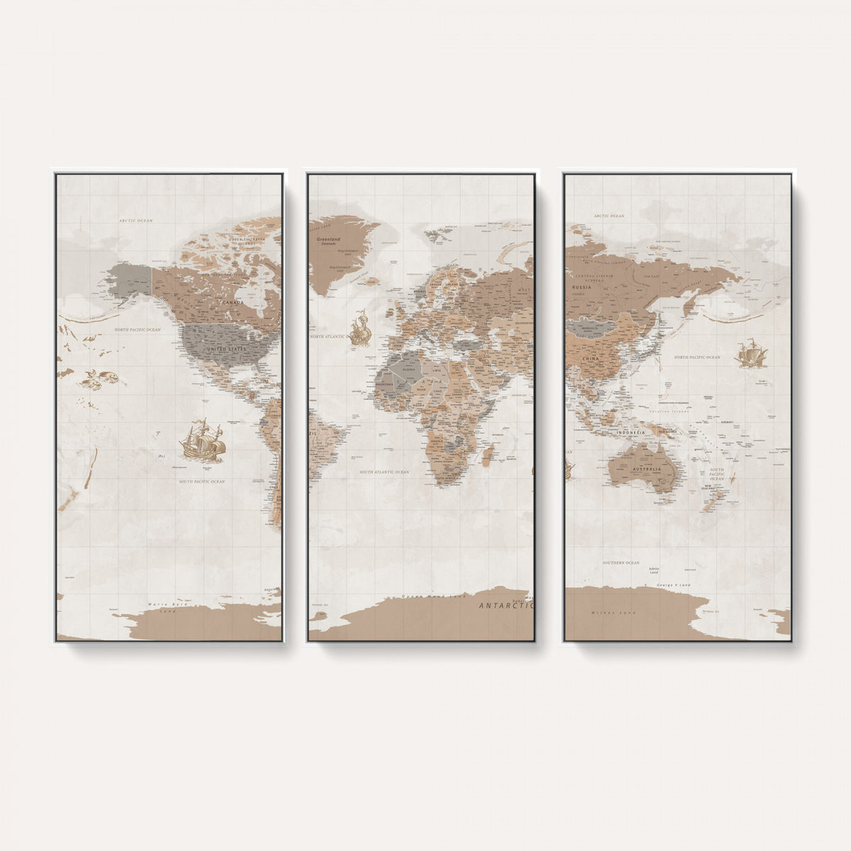 85057279-MGV-CV-36X24 - Framed Large World Map Canvas Print for Office Decor
